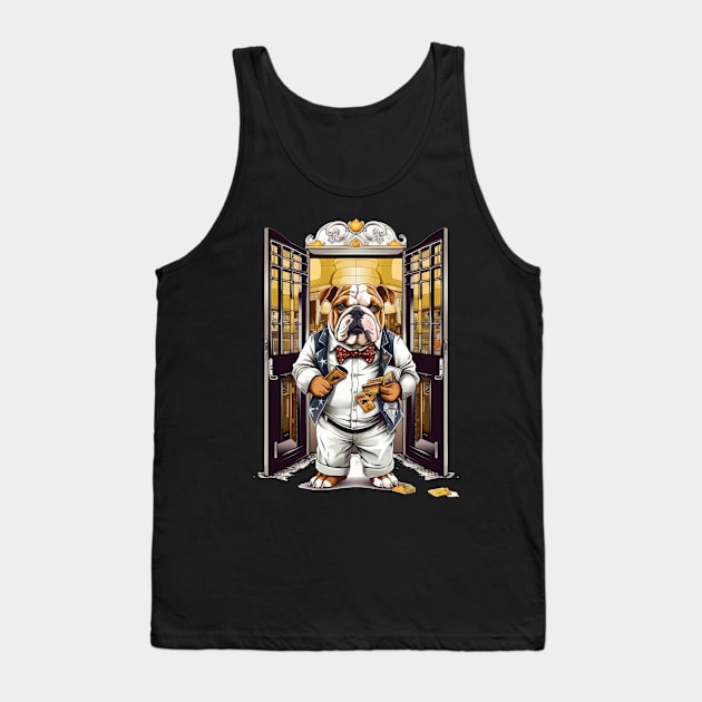 Accountant English Bulldog t-shirt design, a bulldog wearing a bowtie and holding a cash envelope Tank Top by teestore_24